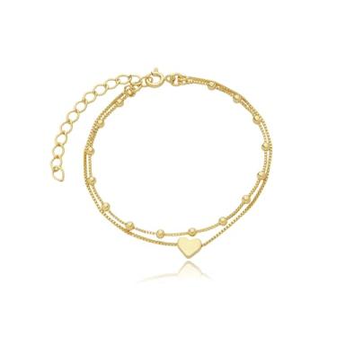 Imagem de Drusi Semi Joias, Pulseira Dupla Com Coração Folheado A Ouro 18k
