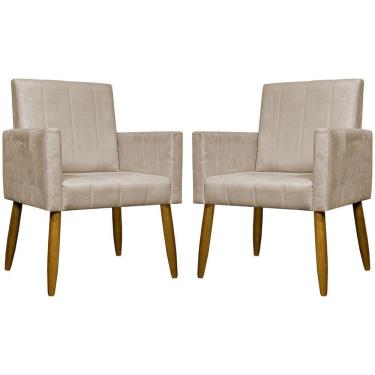 Imagem de Kit 2 Poltronas Decorativas Mari Suede Pé Palito - Bege Suede