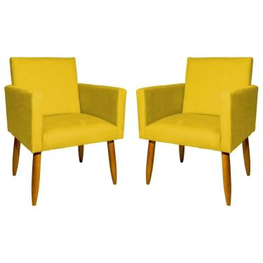 Imagem de Kit 2 Poltronas Nina Sala De Estar Luxo Suede Amarelo