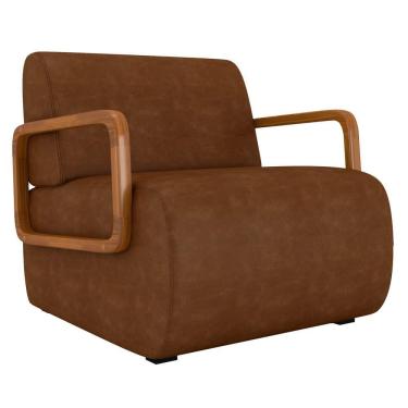 Imagem de Poltrona Decorativa Orgânica Para Sala Belarus K04 Sintético Marrom - Mpozenato