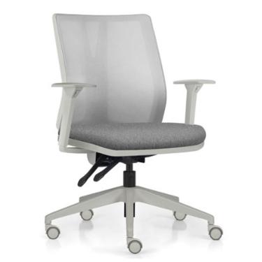 Imagem de Cadeira De Escritório Giratória Diretor Flow F02 Base Cinza Linho Cinza Escuro - Lyam Decor