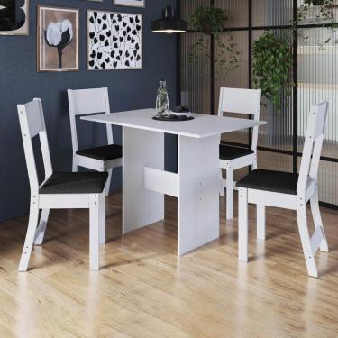 Imagem de Conjunto Mesa De Jantar 108cm Com 4 Cadeiras Multimóveis CR50203 Branco-preto