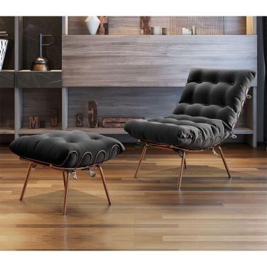 Imagem de Poltrona E Puff M07 Estrutura De Ferro Mais Decor Cobre/preto