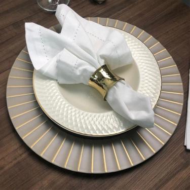 Imagem de 6 Sousplat Redondo Mesa Posta Plástico Alto Padrão Lisa Ka