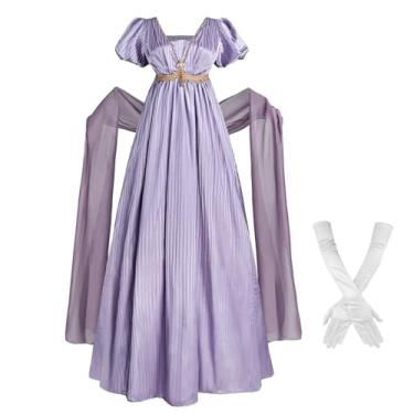 Imagem de Nuoqi Regency Dresses vestido vitoriano anos 1800 vestido de baile cintura império com luvas roxo, GG