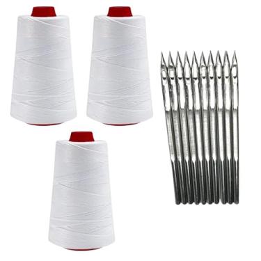 Imagem de Cones de linha de rolo de 1,097 m para fecho de costura de saco resistente - conjunto de camada única de alta resistência compatível com máquinas elétricas portáteis - Nylon (linha de costura e agulha