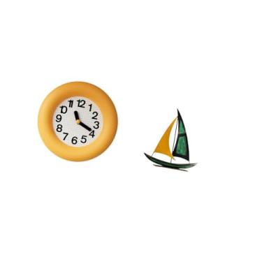 Imagem de Fenteer Relógio de Parede Silencioso Contemporâneo em Madeira E Escultura de em Ferro para Mesa, Ideal para Cozinha, Sala de Jantar E Quarto, Coleção