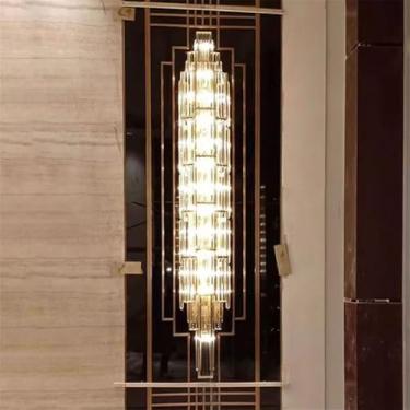 Imagem de Luminária de parede moderna e luxuosa em cristal com LED, ideal para sala de estar, quarto, cabeceira, casa de campo, hotel, escritório, escada e corredor (Estilo 39 D25H100CM)
