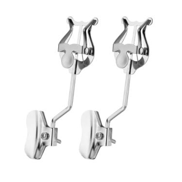 Imagem de 2 peças de clipe de lira de música trombone, suporte de partitura de trompete para marcha de trombone, clipe de folha de metal, acessórios de instrumento para iniciantes praticando banda de marcha