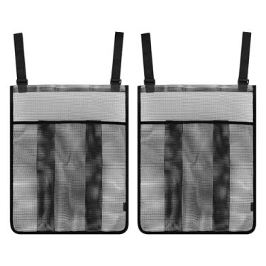 Imagem de 2 Pieces Trampoline Shoes Bag, Black Trampoline Storage Mesh Bag with 2 Hook and Loop Strap, Trampoline Shoe Holder, Indoor Fitness Shoes Organizer, Trampoline Equipment Bag Trampoline Accessories