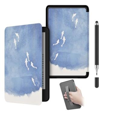 Imagem de Akacy Capa com padrão pintado com alça para Kindle paperwhite de 17.3 cm 11 Geração (2021, Modelos M2L3EK). Capa traseira de borracha TPU de silicone flexível fina e macia com cantos reforçados (8)