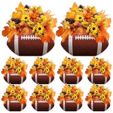 Imagem de Whaline 12 peças de caixas de papel 3D realistas de rúgbi em formato de futebol americano, decoração de mesa de centro de mesa para jogos de rúgbi, tema esportivo, artigos de festa