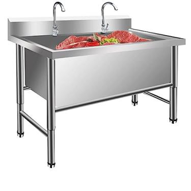 Imagem de TRGCJGH Pia de cozinha independente para pia de cozinha de aço inoxidável para lavanderia, banheiro, fazenda, lavatório de lavanderia (100 cm de profundidade)