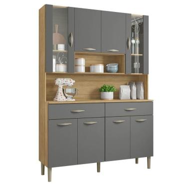 Imagem de Armário De Cozinha Compacta 121cm Bruna K02 Freijó/gris - Mpozenato