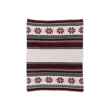 Imagem de Barefoot Dreams CozyChic Fair Isle Throw, Crimson Multi, 137 cm x 183 cm