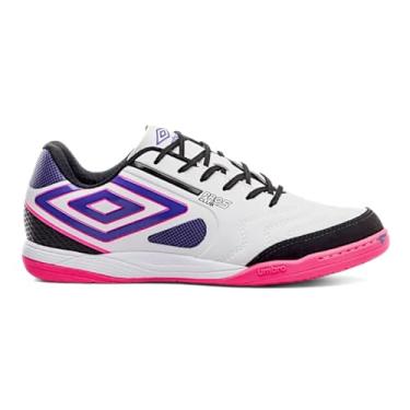 Imagem de Chuteira Umbro Pro 5 Bump Club II Futsal Branca e Roxa 38