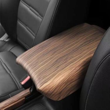 Imagem de FQMY Caixa de apoio de braço central interior de carro capa de console capa protetora decorar capas acessórios automotivos para Honda CRV CR-V 2017 2018 2019 2020 2021 2022 (grão de madeira pêssego)