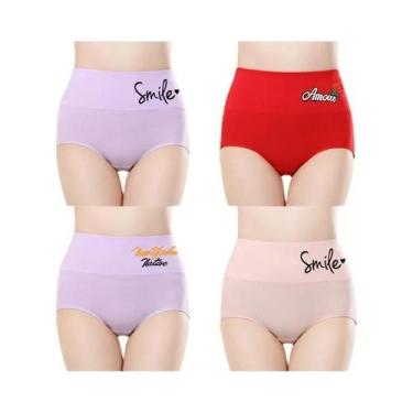 Imagem de Conjunto De Roupa Íntima De Algodão plus Size Para Mulheres 4PCS Calci