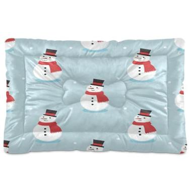 Imagem de ATTX Cama de Natal com boneco de neve para cães e gatos – Cama retangular ultra macia e confortável para animais de estimação para cães e gatos pequenos, 61 x 45 cm (401)