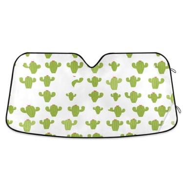 Imagem de SEHANY Pára-brisa de carro cacto planta verde para-sol dobrável janela frontal protetor de viseira solar para carro, SUV, caminhão - Mantenha o veículo fresco, 137 x 81,5 polegadas