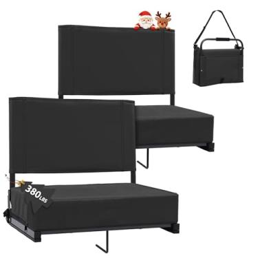 Imagem de Assentos de estádio com suporte para as costas, 2 peças de assento acolchoado portátil com alça de ombro - Cadeira larga com encosto e almofada para esportes e eventos ao ar livre