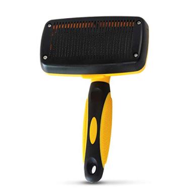 Imagem de Escova Slicker de Auto Limpeza para Cães Gatos e Pets - Ferramenta Higienização Retrátil com Pinos Aço Inoxidável Pente Botão Remover Cabelo Cabo Confortável Sobrecamada Solto Emaranhados Sujeira