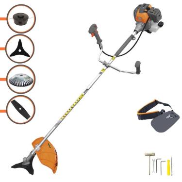 Imagem de Roçadeira Profissional Tekna RL430-P Motor 2 Tempos 43cc 10.000rpm 1,7HP de Potência Com Carretel e Faca 3 Pontas + Faca 2 Pontas + Escova de Aço