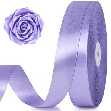 Imagem de Jutieuo Fita de cetim roxa clara de 100 metros de 2,5 cm, fita de tecido de artesanato sólido para embrulho de presente de Natal, fabricação de laços, buquê de flores, decoração de festa de casamento