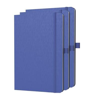 Imagem de ONAVIA Caderno de capa dura forrado papel diário 80GSM pacote com 3 - azul royal, tamanho A5,