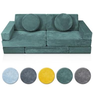 Imagem de Lunix Capa de substituição para LX15 14 peças de sofá infantil modular, tecido de veludo premium lavável, espuma não incluída - azul-petróleo