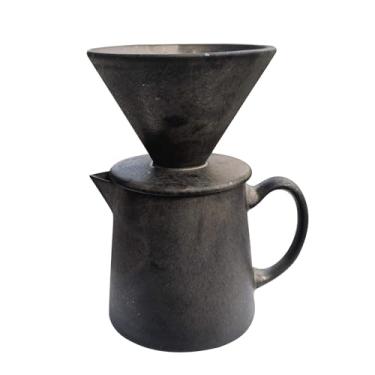 Imagem de LOJAYUVE Coador de cerâmica para cafeteira – usa filtros de papel padrão nº 2 e 4, 450 ml, enferrujado, estilo barista para casa e escritório