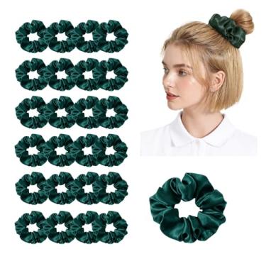 Imagem de Pacote com 24 elásticos elásticos de cetim para mulheres, laços de cabelo de seda sedosa, suporte de rabo de cavalo, cordas de laço, elásticos acessórios de laço