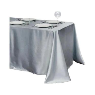 Imagem de Toalha De Mesa De Cetim Em Cor Sólida Para Aniversário Casamento Banqu