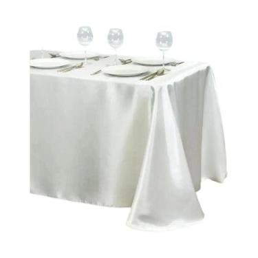 Imagem de Toalha De Mesa De Cetim Em Cor Sólida Para Aniversário Casamento Banqu