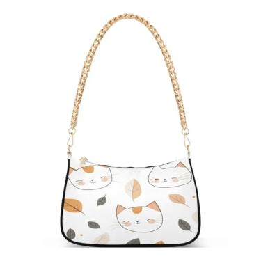Imagem de CEBUGI Bolsas transversais femininas bolsa de ombro fofas bolsas de mão de gato elegante bolsa clutch com alça de corrente
