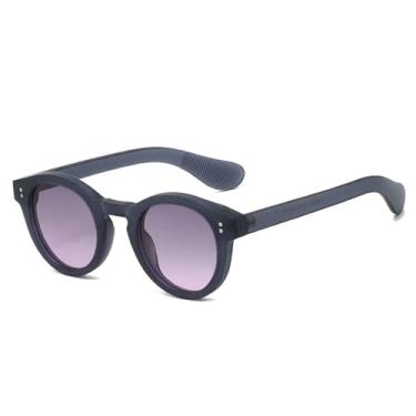 Imagem de Óculos de Sol Redondos Punk Masculinos com Rebites, Proteção UV400, Cores Jelly, Ideais para Esportes ao Ar Livre, Corrida e Ciclismo, nas Cores Cinza Escuro e Rosa.