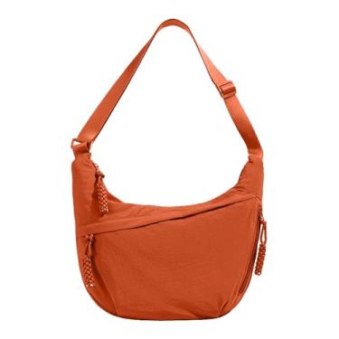 Imagem de Bolsa tiracolo de nylon crescente para mulheres, casual, bolsa de bolinho de massa, bolsa de ombro, leve, viagem, uso diário ao ar livre (tangerina)