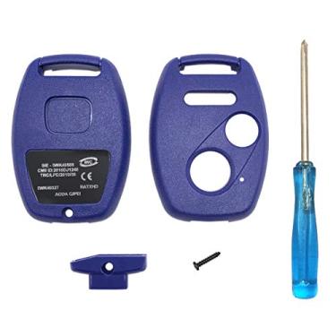 Imagem de Capa de chave de entrada sem chave de substituição sem necessidade de corte, serve para Honda Accord Civic Hybrid EX 2003-2012 CR-V Pilot EX SE 2005-2006 Pilot 2009-2015 Element Key Fob Shell (azul 2+1)