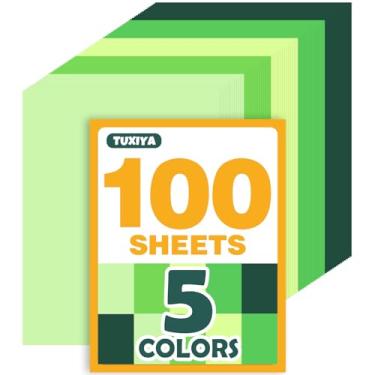 Imagem de 100 folhas de papelão colorido de 21,6 x 28 cm, 5 cores verdes sortidas, papel para impressão, confecção de cartões, artesanato DIY, material escolar, decorações de festa (180 g/m²/29,5 kg)