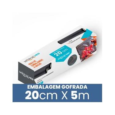 Imagem de Embalagem para Vácuo em Rolo Gofrado Preta e Transparente 20 cm x 5 m Caixa - Selovac