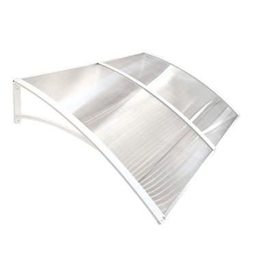 Imagem de Toldo Policarbonato 100x70 cm Modular Cobertura Proteção Portas e Janelas, Ideal para Portas e Janelas(Branco c/Translucido)