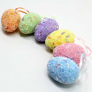 Imagem de Kit 20 Ovos Pendentes De Páscoa Coloridos Enfeite Decorativo