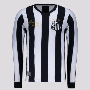 Imagem de Camisa Santos Retrô 1978 Manga Longa Preta - Retromania, M