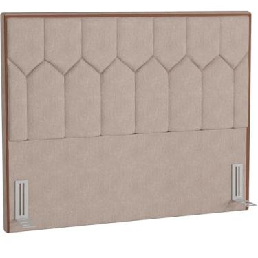 Imagem de Cabeceira Cama Box Casal 140 cm P05 Londres Linho Bege Escuro - Lyam Decor
