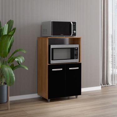 Imagem de Armário Multiuso Nésia 2 Portas Cozinha Mb1 Cor Savana Preto Pc