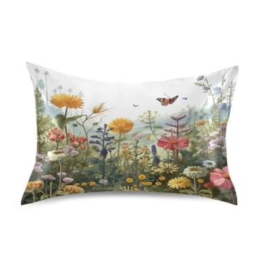 Imagem de Wassud Fronhas de cetim com arbustos coloridos para cabelo e pele, fronhas de seda lisa, tamanho padrão, capas de almofada respiráveis com fecho de envelope