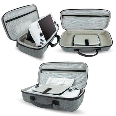 Imagem de Bolsa de Transporte Compatível Com Asus ROG Ally, Versão Padrão e X, Estojo Protetor com Suporte e Espaço para Carregador, Cinza, 31x14x10cm