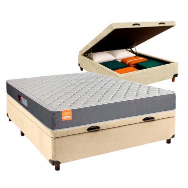 Imagem de Cama Box Bau Perola Casal + Colchão D23 Pro Inducol