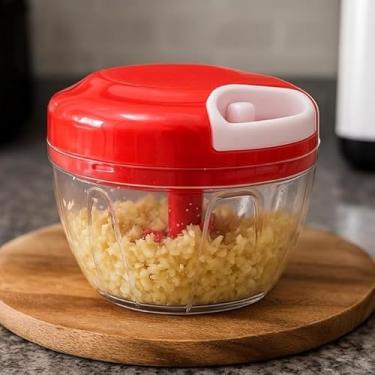 Imagem de Mini Processador Manual de Alimentos, Recipiente de Plástico 170ml, Tampa Vermelha