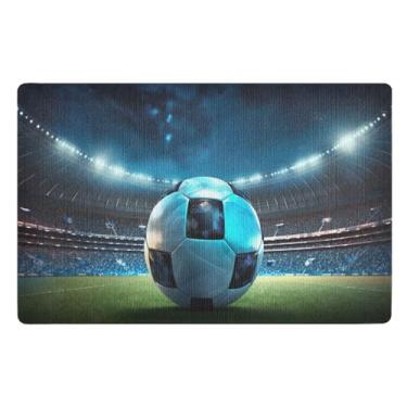Imagem de Bola de futebol com tapetes internos brilhantes para entrada antiderrapante tapete de boas-vindas, tapete para cozinha 81 x 50 cm